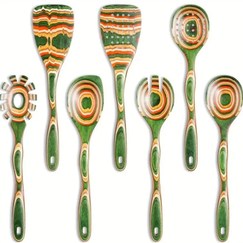 7-Piece Cooking Utensil Set / Pakkawood Wooden Spoons And Spatulas